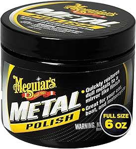 Meguiar's Metal Polish - Brighten and Restore Your Car's Chrome, Stainless Steel, and Polished Aluminum - for a Brilliant Shine on Bare Metal Wheels, Exhaust Tips, and More - 6 Oz