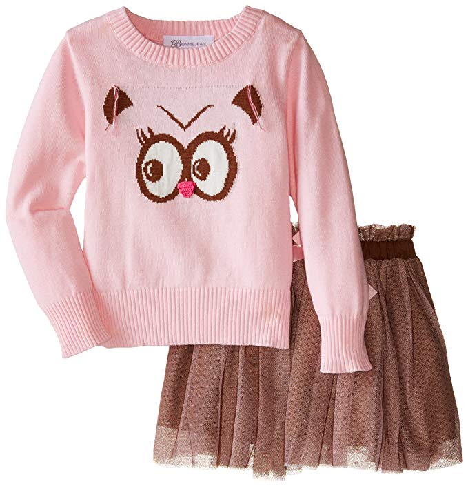 Bonnie Jean Girls' Owl Instarsia Sweater Skirt Set