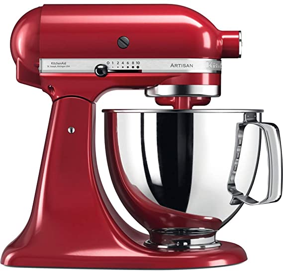 KitchenAid Artisan 4.8 Litre Stand Mixer, Die-Cast Metal, 300 Watts 5KSM125BER (Empire Red)