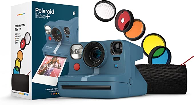 Polaroid Now  Blue Gray (9063) - Bluetooth Connected I-Type Instant Film Camera with Bonus Lens Filter Set