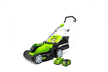 GreenWorks 17-Inch 40V Cordless Lawn Mower, 4.0 AH Battery Included MO40B411