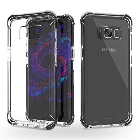 Galaxy S8 Case, Samsung Galaxy S8 Case, Clear Hard Back Pc [Hybrid] [Shock-Absorption Drop-Protection] [Anti Slip] [Raised Camera Protection] [Raised Corner] TPU Bumper and [Anti-Scratch] Galaxy S8 Case
