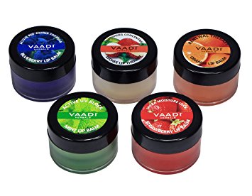 Lip Balm - Assorted Pack - All Natural - Herbal Lip Therapy - Pack of 5 X 10 Gms - Vaadi Herbals (Assorted Pack)