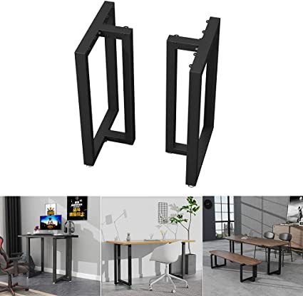 Black Table Leg Metal Desk Legs 28''H,Heavy Duty Iron Table Legs Adjustable Table Leg for Office Desk, Computer Desk, Dining Table(Set of 2)