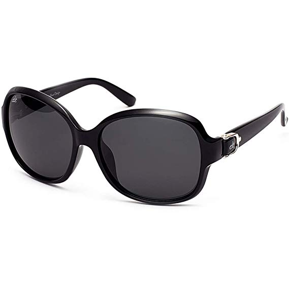 EFE Vintage Oversized Polarized Sunglasses for Women, Retro Style Designer Dark Eyewear with Composite Frame & Case, 100% UV Protection