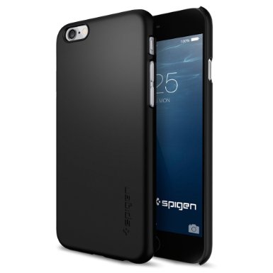 iPhone 6 Case Spigen Thin Fit Exact-Fit Smooth Black Premium SF Coated Non Slip Surface with Excellent Grip Case for iPhone 6 2014 - Smooth Black SGP10936