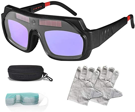 Welder Glasses Solar Automatic Dimming Professional Eye Protection PC Glasses Welder Welding Anti-Glare Safety Glasses 1Pack Black