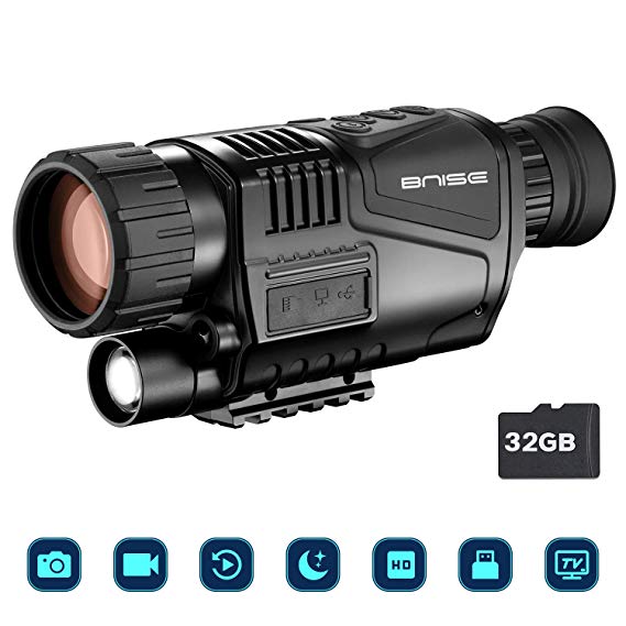 Digital Night Vision Monocular 8X40 HD Infrared with 1.5 inch TFT LCD and Camera & Camcorder Playback Function 32GB TF Card and Bag for Hunting