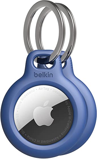 Belkin AirTag Case with Key Ring, Secure Holder Protective Cover for Air Tag with Scratch Resistance Accessory (2 pack) - blue