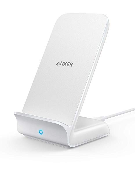 Anker PowerWave Fast Wireless Charger Stand, Qi-Certified, 7.5W Compatible iPhone XS Max/XR/XS/X/8/8 Plus, 10W Charges Galaxy S9/S9 /S8/S8 /Note 8, and 5W Charges All Qi-Enabled Phones (No AC Adapter)