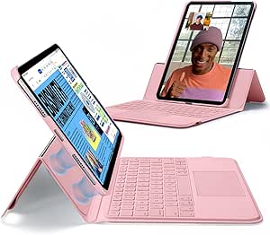 ESR Ascend for iPad 10th, Keyboard Case with Trackpad, Magnetic Detachable Keyboard with Backlit Keys, Fully Adjustable Portrait/Landscape Stand, Pink