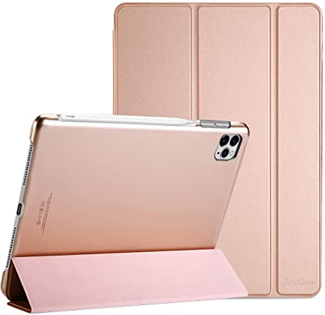 ProCase iPad Pro 12.9 Case 4th Generation 2020 & 2018, [Support Apple Pencil 2 Charging] Slim Stand Hard Back Shell Smart Cover for iPad Pro 12.9" 4th Gen 2020 / iPad Pro 12.9" 3rd Gen 2018 -Rosegold