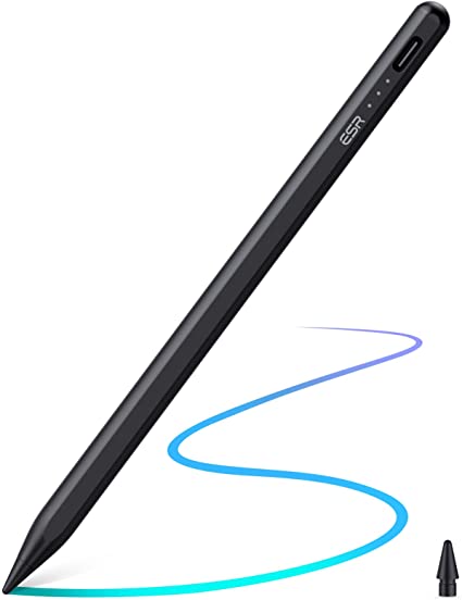 ESR Stylus Pen for iPad with Tilt Sensitivity [Palm Rejection & Magnetic Attachment] iPad Stylus Pencil for Apple iPad Air 5/4/3, iPad Pro 11, iPad Pro 12.9, iPad Mini 6/5, and iPad 9/8/7/6, Black