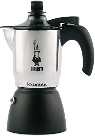 Bialetti Kremina Espresso Maker for 3 Cups, Aluminium, Silver/Black, 30 x 20 x 15 cm