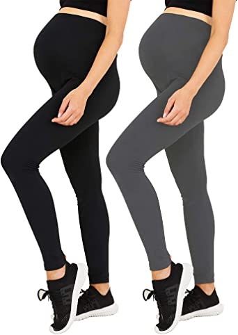 Diravo 2 Pack Womens Maternity Pregnant Leggings Casual Pants Stretchy Comfortable Thin Lounge Yoga Pants