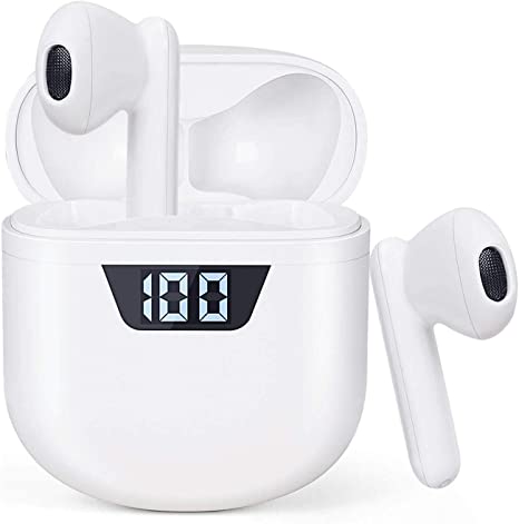 Bluetooth earbuds, Bluetooth 5.0 headset wireless earbuds 35 hours loop playback time In-ear wireless headset Hi-Fi stereo sweat-proof headset sports headset built-in microphone suitable for Airpods/iOS/Android/Samsung
