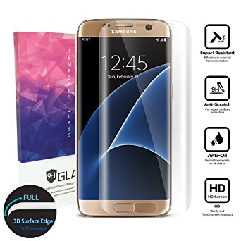 Galaxy S7 Edge [Full Coverage] Glass Screen Protector,Acoverbest Tempered Glass for Samsung Galaxy S7 Edge [3D Curve][9H Hardness][Anti-Scratch][Bubble Free][Ultimate Clarity](HD Clear)