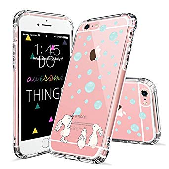 iPhone 6 Plus Case, iPhone 6s Plus Clear Case, MOSNOVO Cute Bunny Rabbit Clear Design Printed Transparent Plastic Hard with Soft TPU Bumper Protective Case Cover for Apple iPhone 6/6s Plus (5.5 Inch)