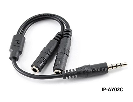CablesOnline 3.5mm TRRS 4-Position Male to Dual 3-Position 3.5mm TRS Female Headset Splitter Adapter (IP-AY02C)