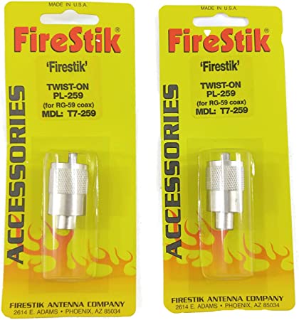 Pack of 2 Firestik T7-259 CB Radio PL-259 Screw On RG8X/RG59 Coax Cable End Connector