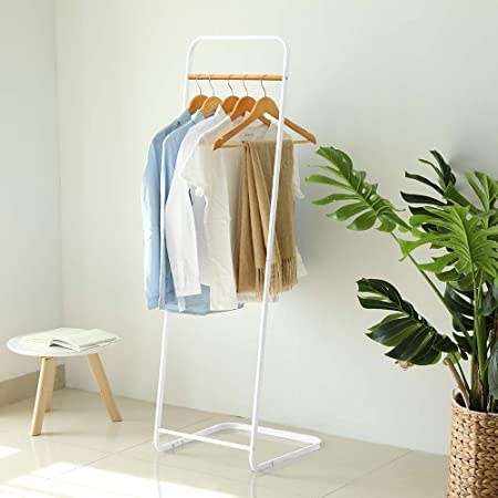 Cosaving Clothes Rail Freestanding Clothes Racks Simple Garment Rail Small Clothes Racks Rail Compact Mobile Clothing Stand For Bedroom Tidy Clothes L16xW16x H55 Inch White