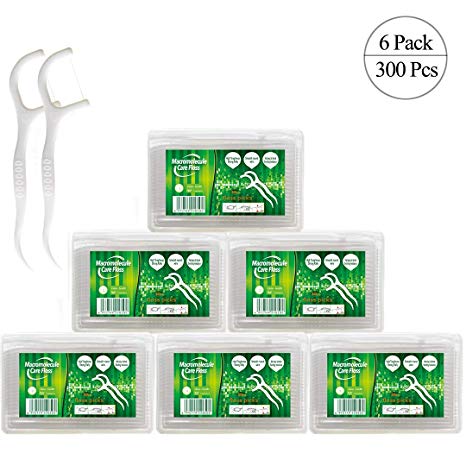 Luling Arts Dental Floss Picks,Unflavored Disposable Flossers,Flossing Tool with Toothpick in Individual Box of 50 Counts Dental Floss (Pack of 6)