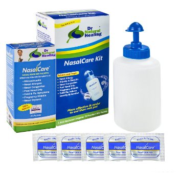 Dr. Natural Healing Nasalcare Nasal & Sinus Rinse Starter Kit, 50 Premium Mixed Packs Plus 30 Additional Mixed Packets