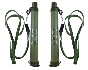 Greeninsync Army Military Green Emergency Soldier Water Filter 9999999 Purification Life Straw Ultralight 165oz 15 Microns No Chemicals x2