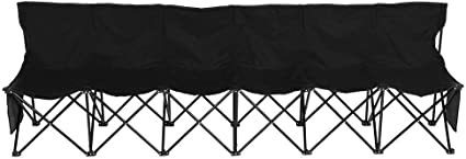 Yaheetech 6 Seats Portable Sideline Folding Bench Soccer Team Bleacher Chair Outdoor Sports Black W/Carry Bag