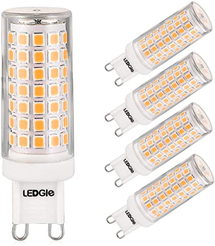 LEDGLE 5 Pack G9 LED Light Bulbs, 700lm Non-dimmable 88LEDs 8W Equivalent to 80 Watt Halogen Bulb, No Flicker Bulb Warm White 3000K