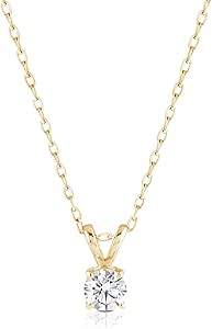 Amazon Essentials IGI Certified Solitaire Lab Grown Diamond Pendant Necklace in 14k Gold - 16" Chain with 2" Extender