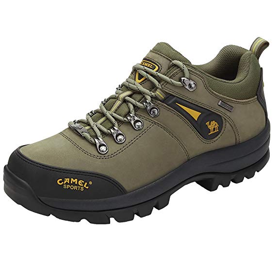 Camel Lightweight Hiking Shoes for Men Shockproof Non-Slip Outdoor Breathable Low Snow Leather Hiking Walking Shoes