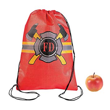 Firefighter Drawstring Backpacks - 12 ct