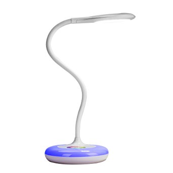 CO-Z Touch Control Desk Lamp, Gooseneck Eye-care Reading Lamp, Wireless Dimmable Table Lamp, 3 Adjustable Brightness Levels, Color Changing Base, Rechargeable 1800mAh Battery