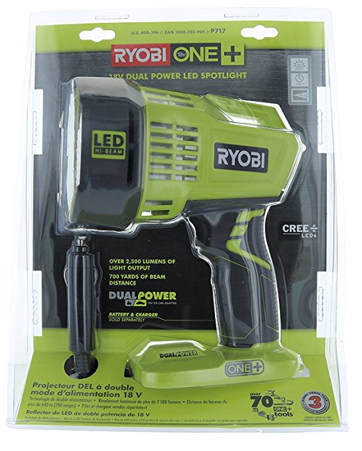 Ryobi P717 One  18V Dual Powered LED Cordless Spotlight w/ 2500 Lumens (Batteries Not Included, Light Only)