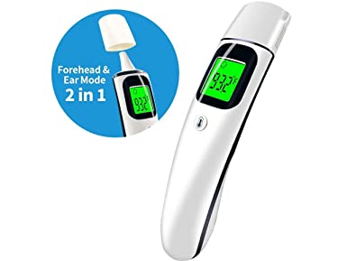 Forehead Thermometer for Fever, Thermometer for Adults, Professional Infrared Forehead Ear Thermometer 2 in 1, Accurate Reading for Baby Kids Adults Indoor Outdoor