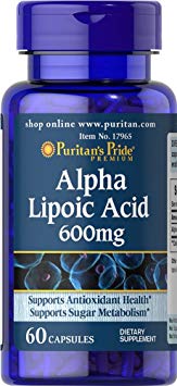 Puritans Pride Alpha Lipoic Acid 600 Mg-60 Capsules, 60 Count
