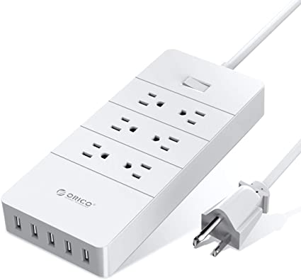 ORICO 6-Outlet Power Strip Surge Protector with USB 5 Charging Ports (40W), Built-in 5 ft Cord, Maximum Output of 1875W