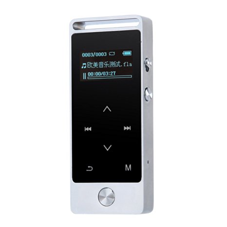 HONGYU® Mini Touch button MP3 Player 8GB 1.0 Inch OLED Screen 30 hours Continuous Playback with Voice Recorder FM Radio Sports Lossless Music Player
