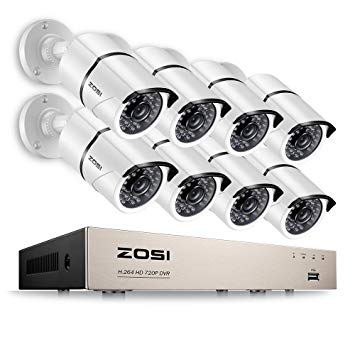 ZOSI 8 Channel CCTV Camera Systems 1080P Security Camera Systems 8 x 1080P Bullet Surveillance Cameras 100ft Night Vision IP67 Weatherproof NO Hard Drive