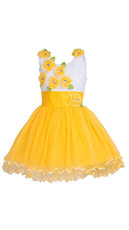 My Lil Princess Yellow Floral FrockNet Fabric1 to 5 Years
