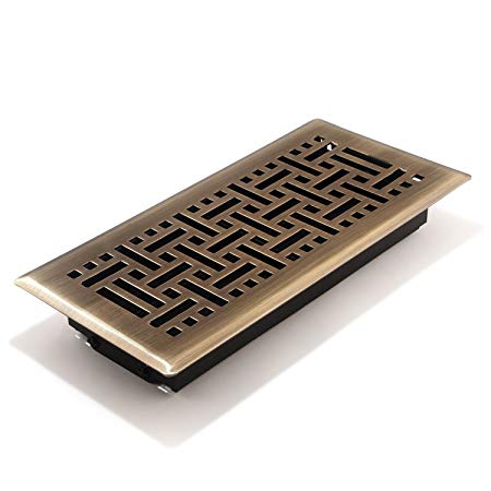 Accord AMFRABB410 Floor Register with Wicker Design, 4-Inch x 10-Inch(Duct Opening Measurements), Antique Brass