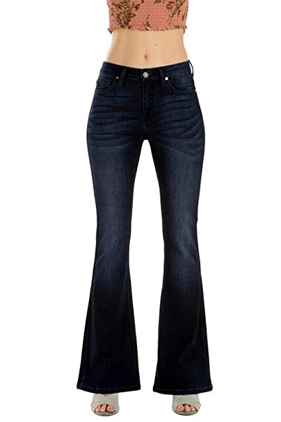 KanCan Women's Mid Rise Flare Jeans KC6102