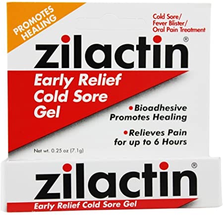 Zilactin Cold Sore Gel, Medicated Gel 0.25 oz