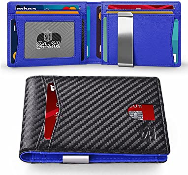 Zitahli Mens Slim Wallet Larger Capacity with 12 Slots RFID Blocking Minimalist Bifold Front Pocket Wallet for Men with ID Window