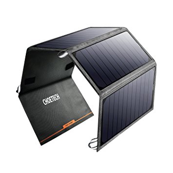 CHOETECH 24W Solar Charger with 2 USB Ports for iPhone, iPad, Samsung and Other USB Compatible Devices