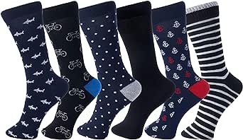 Alpine Swiss Mens Cotton 6 Pack Dress Socks Solid Ribbed Argyle Shoe Size 6-12