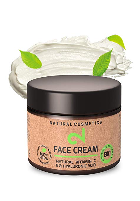 DUAL Vitamin C & Hyaluronic Acid Face Cream | Day & Night Face Cream | Source: Microalgae & Broccoli | 100% Natural & Anti-Ageing Cream | Skin Hydration | Organic |Vegan & Certified|50 ml