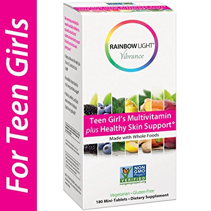 Rainbow Light Vibrance Teen Girl's Multivitamin Plus Healthy Skin Support, 180 Count