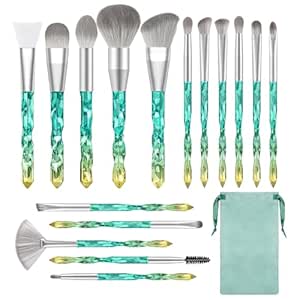 Makeup Brushes Set - BESTOPE PRO 16 Pcs Crystal handle Makeup Brush Set with 1 Silicone Face Mask Brush &15 Makeup Brushes Premium Synthetic Foundation Powder Shadows Makeup Brushes Kit